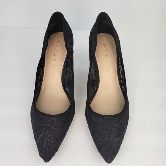 Kelly & Katie Misha Black Lace Pointed-Toe Heels Size 7.5 - Picture 3 of 12